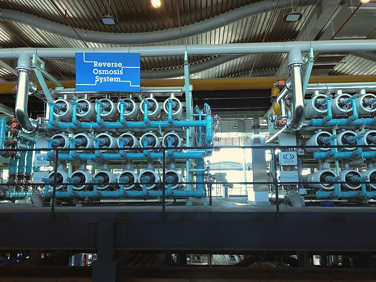 Reverse osmosis membrane system at Bedok NEWater Factory in Singapore