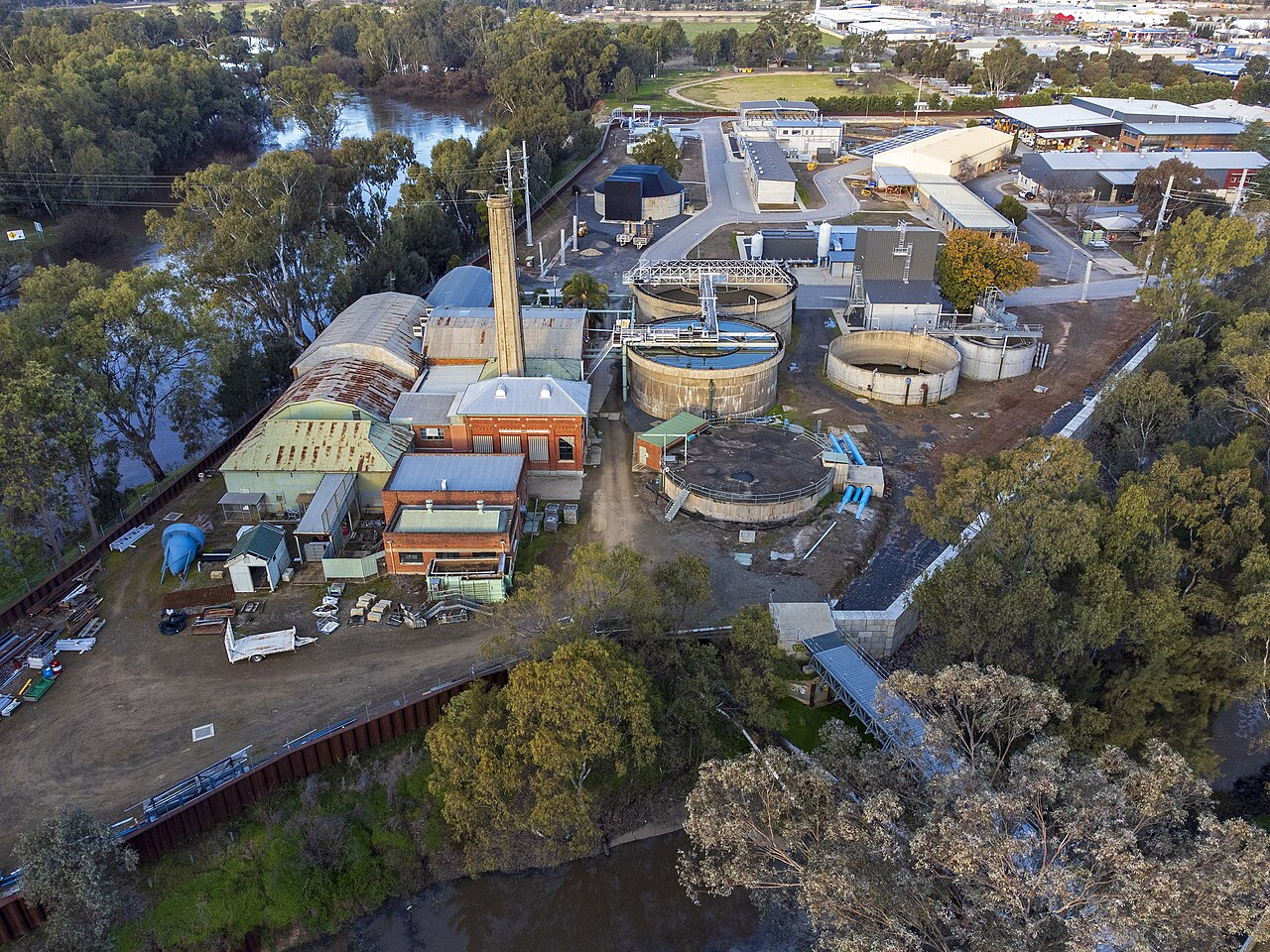 Aerial view of Wagga Wagga Water Treatment Plant in New South Wales